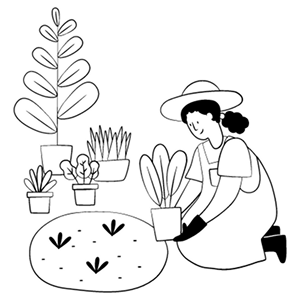 Person mit Pflanzen